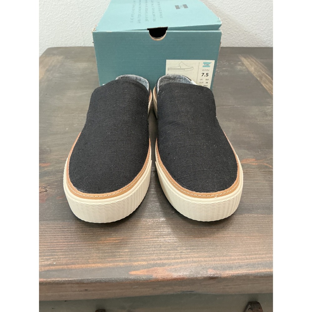 NWB TOMS Sunrise Black Heritage Canvas Slip On Platform Mule Sneakers Size 7.5 - Picture 3 of 8